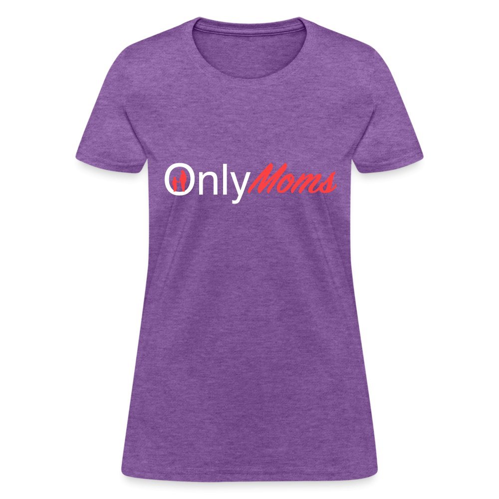 OnlyMoms - Women's T-Shirt (White & Pink) - purple heather