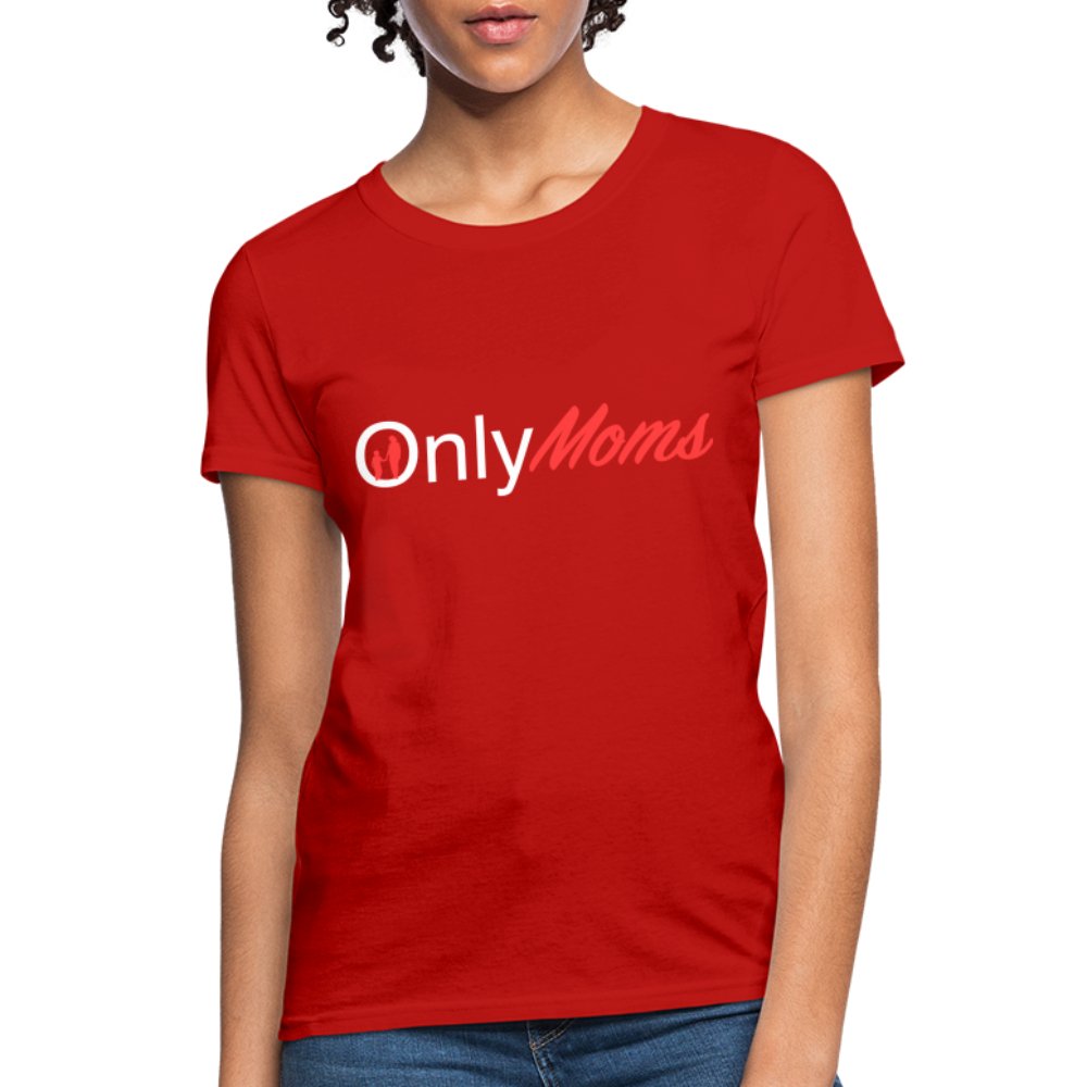 OnlyMoms - Women's T-Shirt (White & Pink) - red