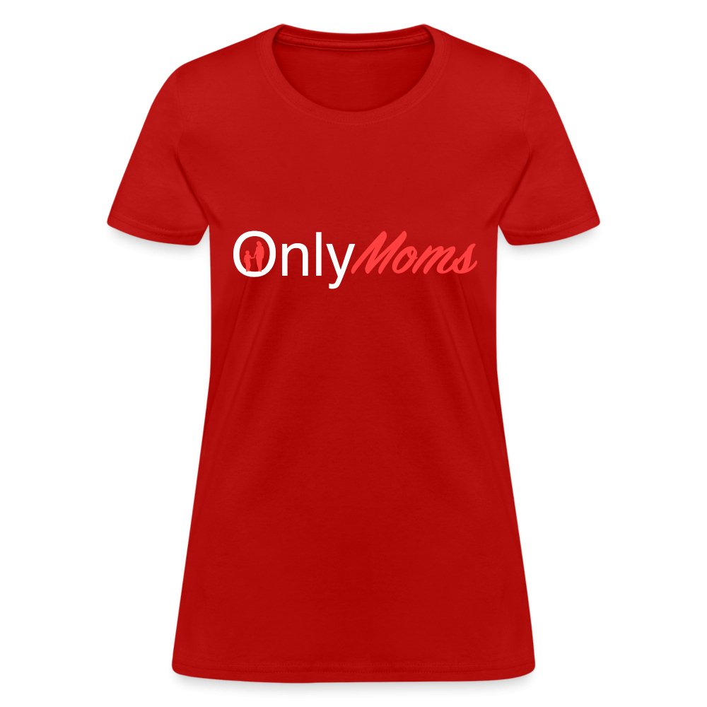 OnlyMoms - Women's T-Shirt (White & Pink) - red