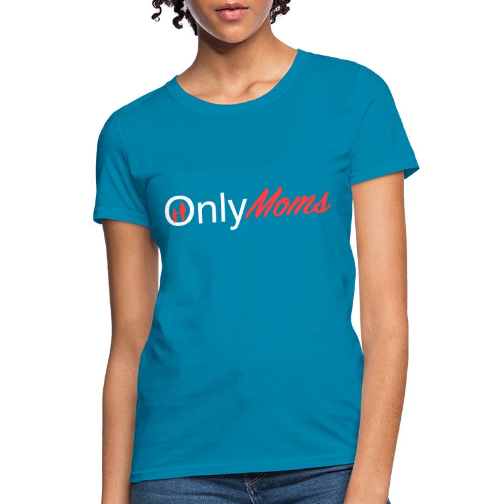 OnlyMoms - Women's T-Shirt (White & Pink) - turquoise