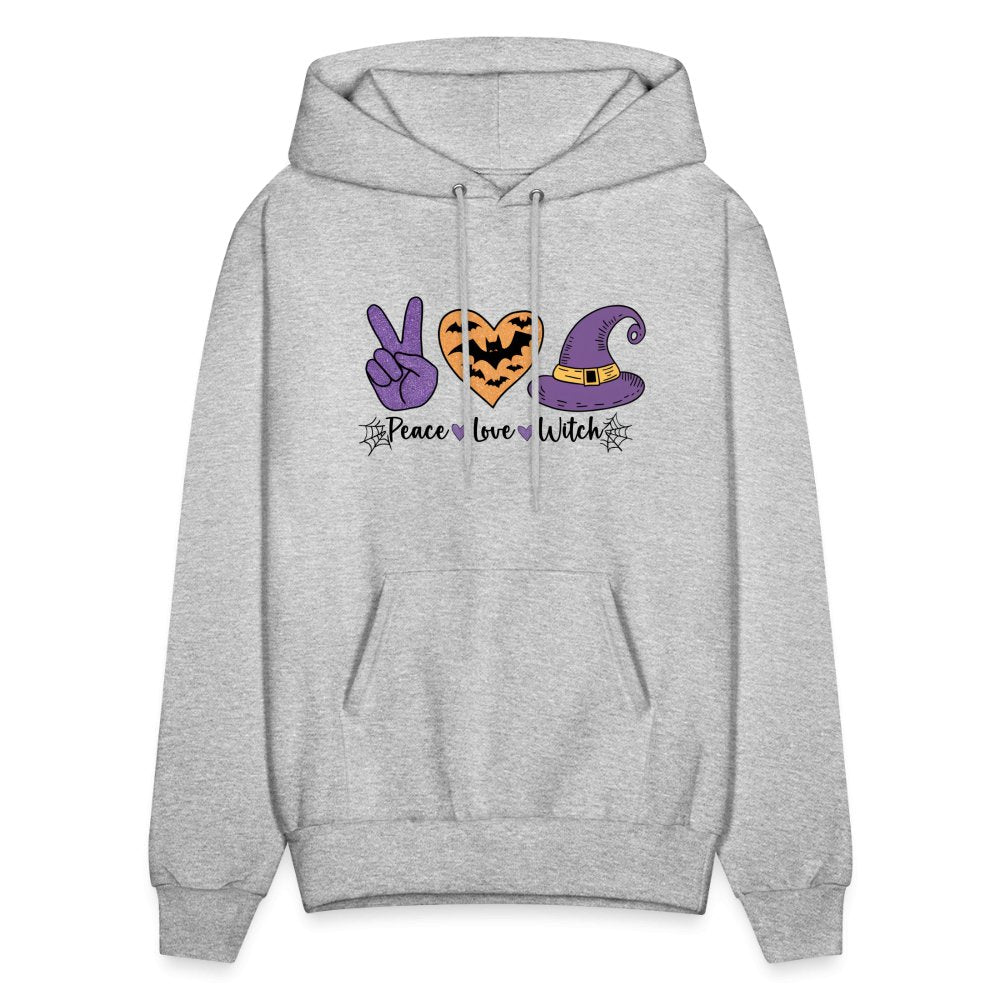 Peace Love Witch Hoodie (Halloween Witch) - heather gray