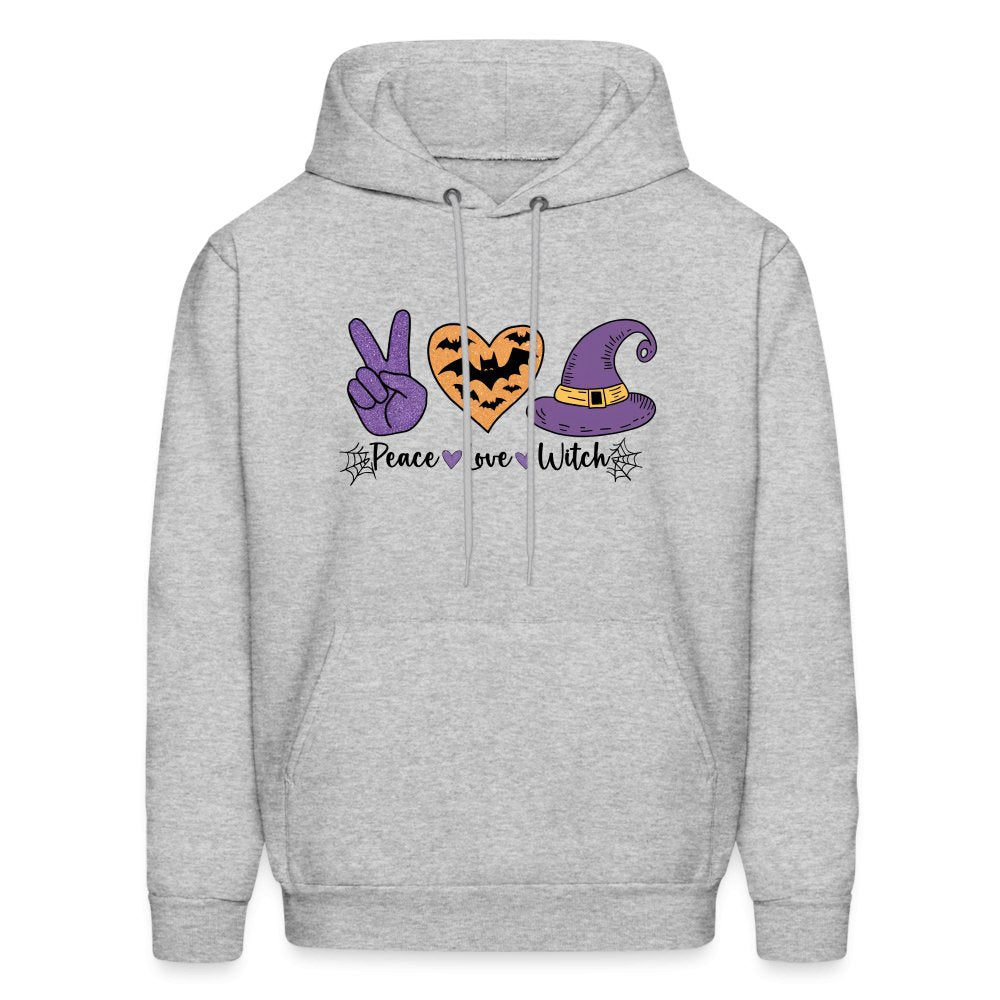 Peace Love Witch Hoodie (Halloween Witch) - heather gray