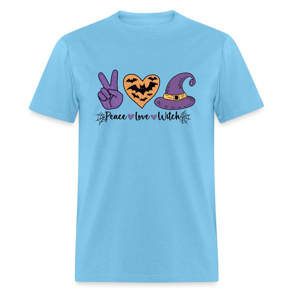 Peace Love Witch T-Shirt (Halloween Witch) - aquatic blue