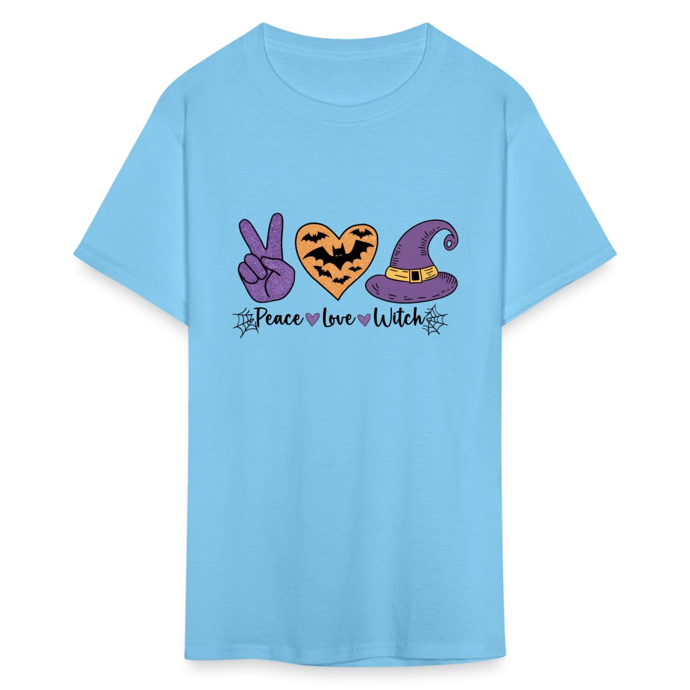 Peace Love Witch T-Shirt (Halloween Witch) - aquatic blue