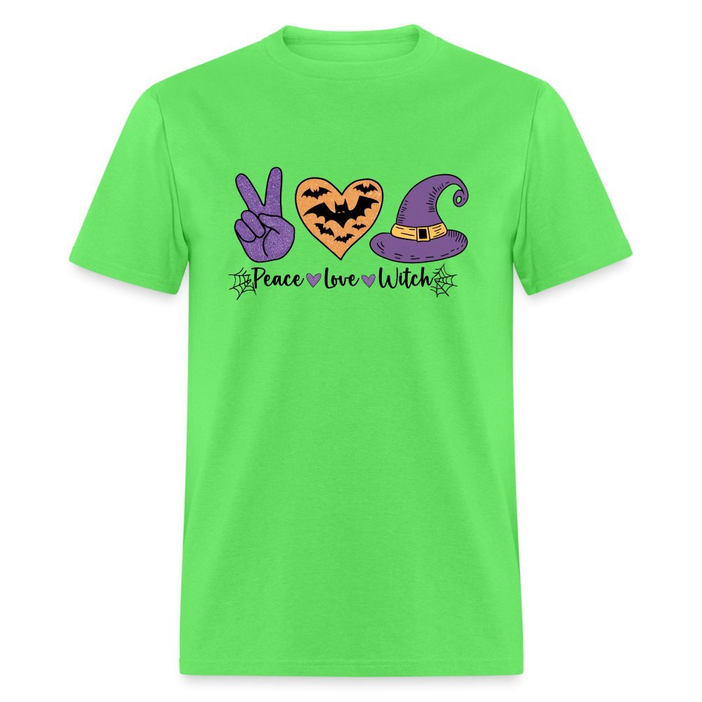 Peace Love Witch T-Shirt (Halloween Witch) - kiwi