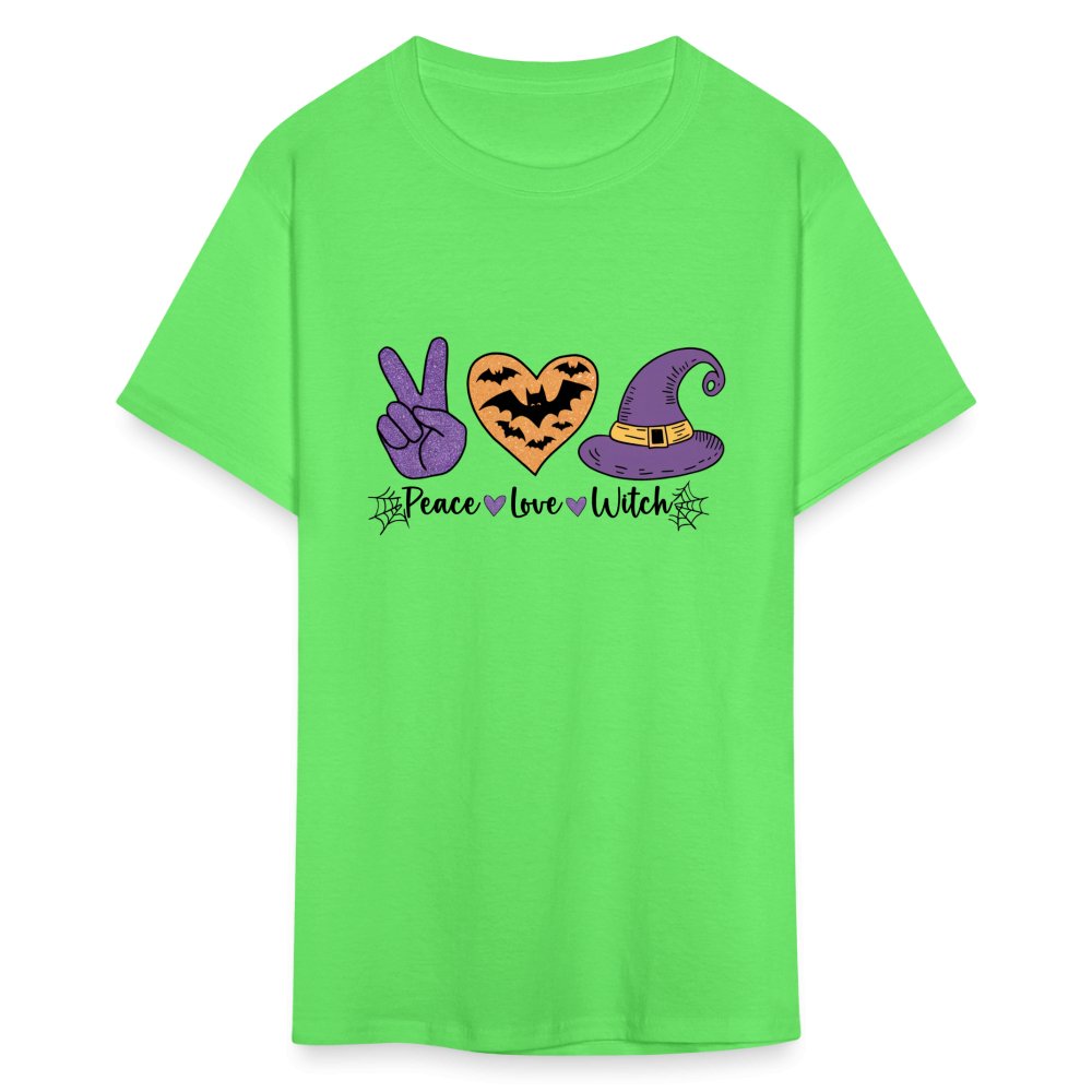 Peace Love Witch T-Shirt (Halloween Witch) - kiwi