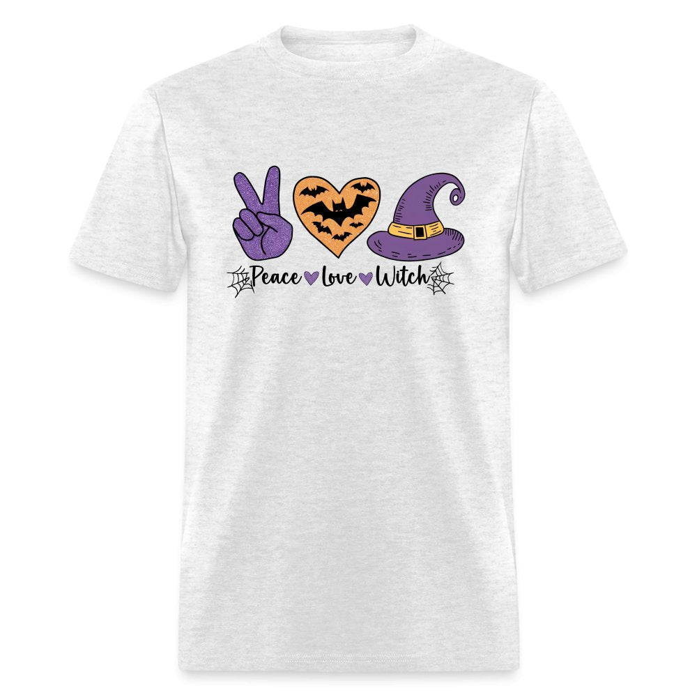 Peace Love Witch T-Shirt (Halloween Witch) - light heather gray