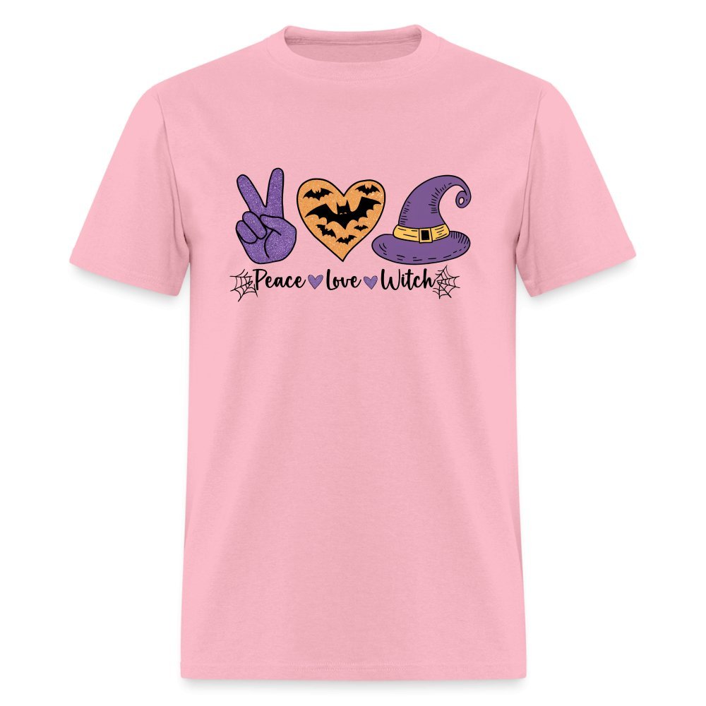 Peace Love Witch T-Shirt (Halloween Witch) - pink