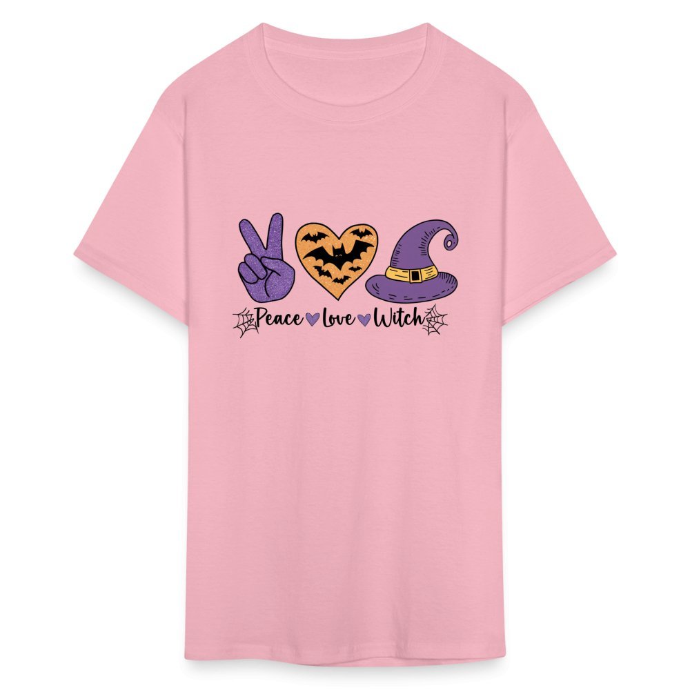 Peace Love Witch T-Shirt (Halloween Witch) - pink