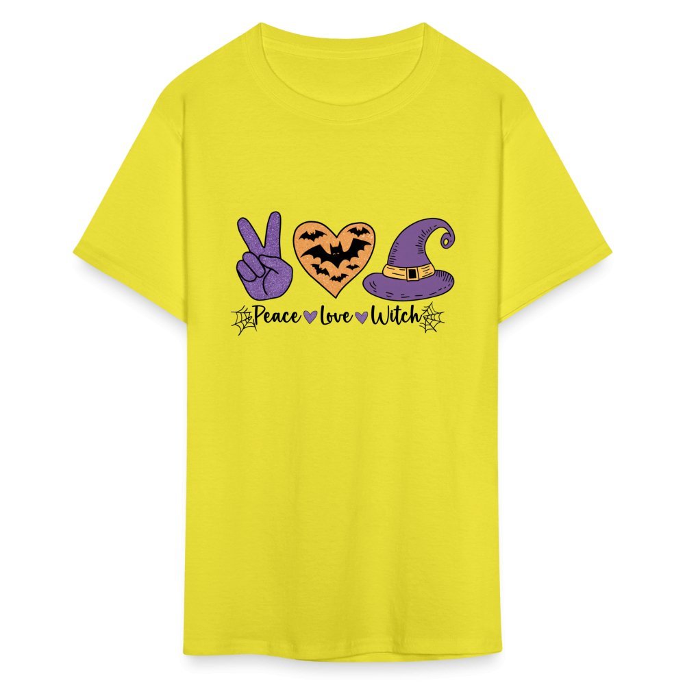 Peace Love Witch T-Shirt (Halloween Witch) - yellow