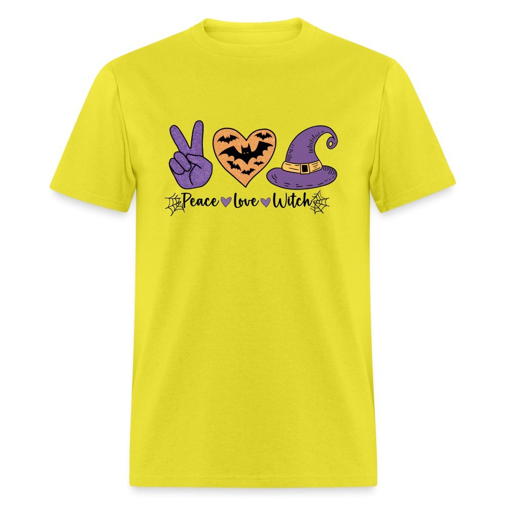 Peace Love Witch T-Shirt (Halloween Witch) - yellow