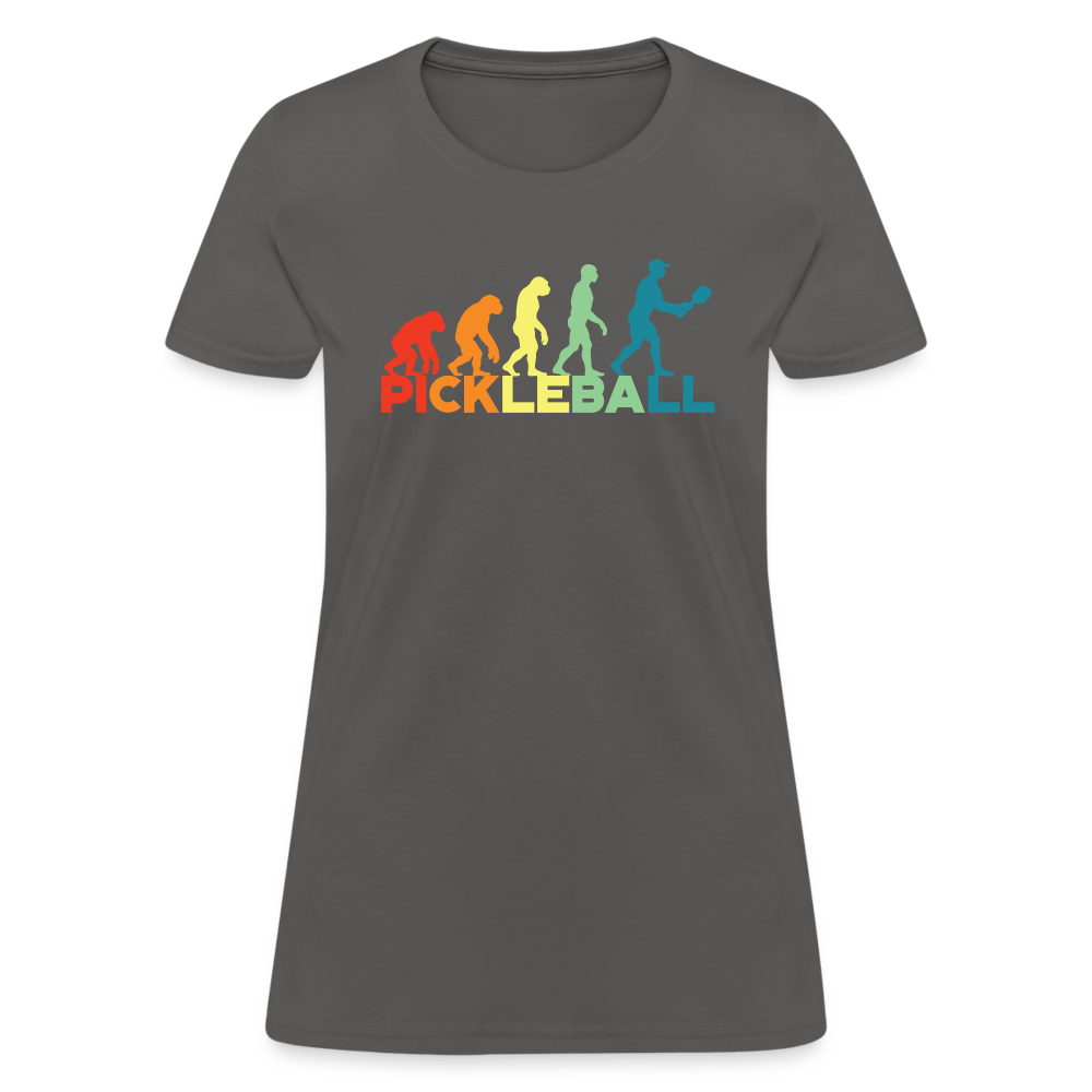 Pickleball Evolution Women's Contoured T-Shirt - charcoal