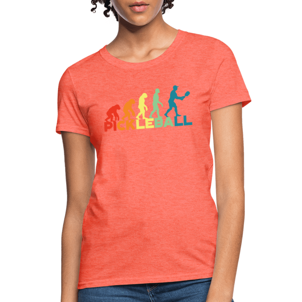 Pickleball Evolution Women's Contoured T-Shirt - heather coral