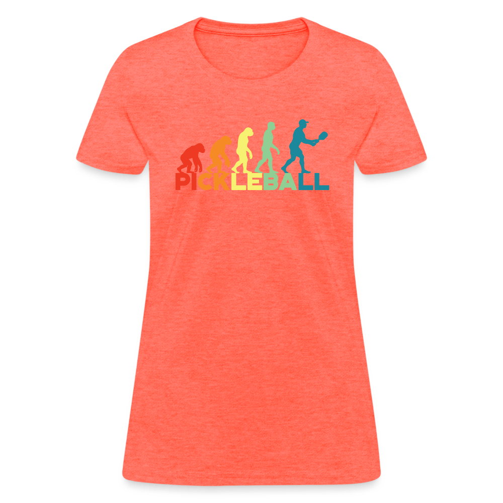 Pickleball Evolution Women's Contoured T-Shirt - heather coral