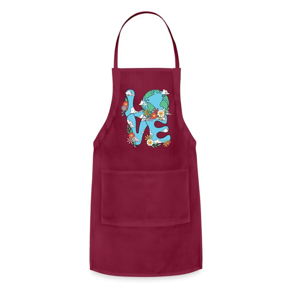 Planet's Natural Beauty Earth Day Adjustable Apron - burgundy