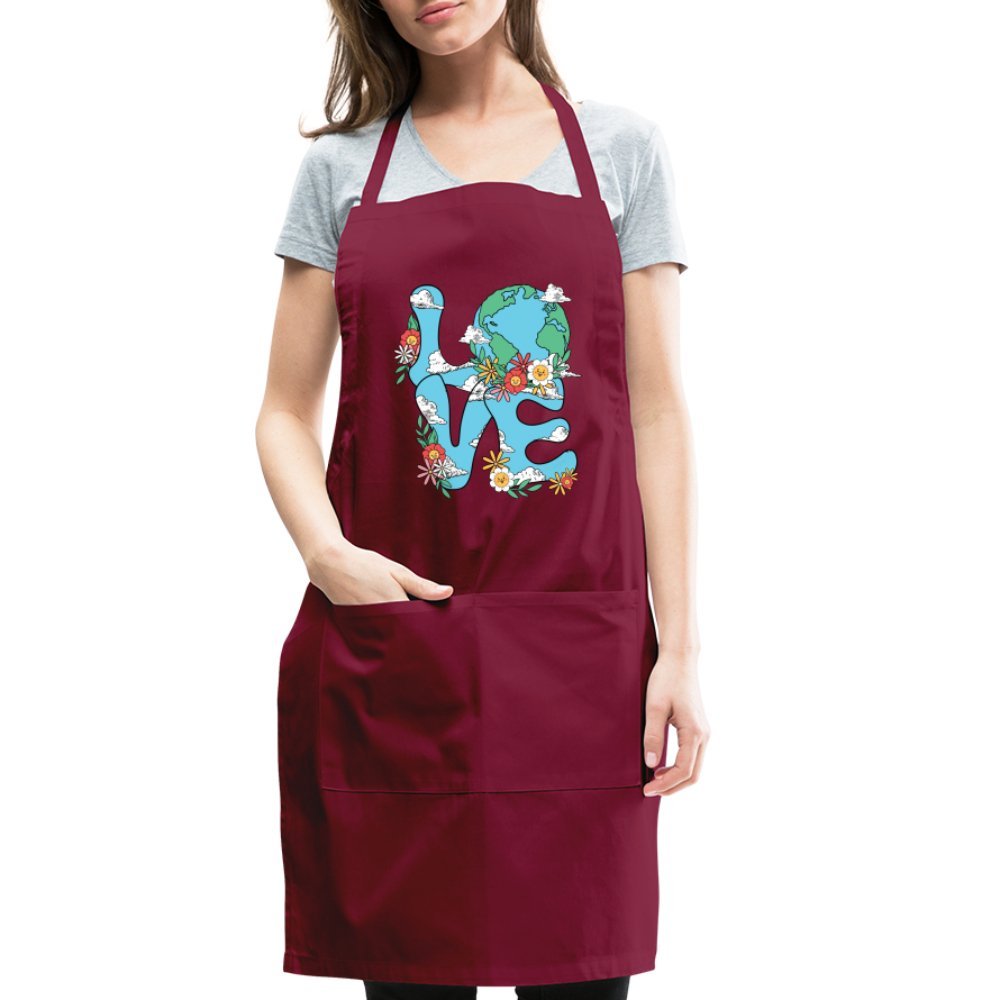 Planet's Natural Beauty Earth Day Adjustable Apron - burgundy