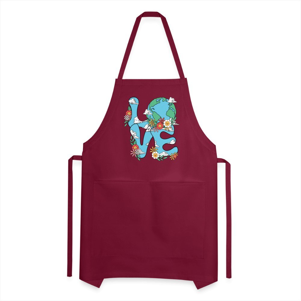 Planet's Natural Beauty Earth Day Adjustable Apron - burgundy