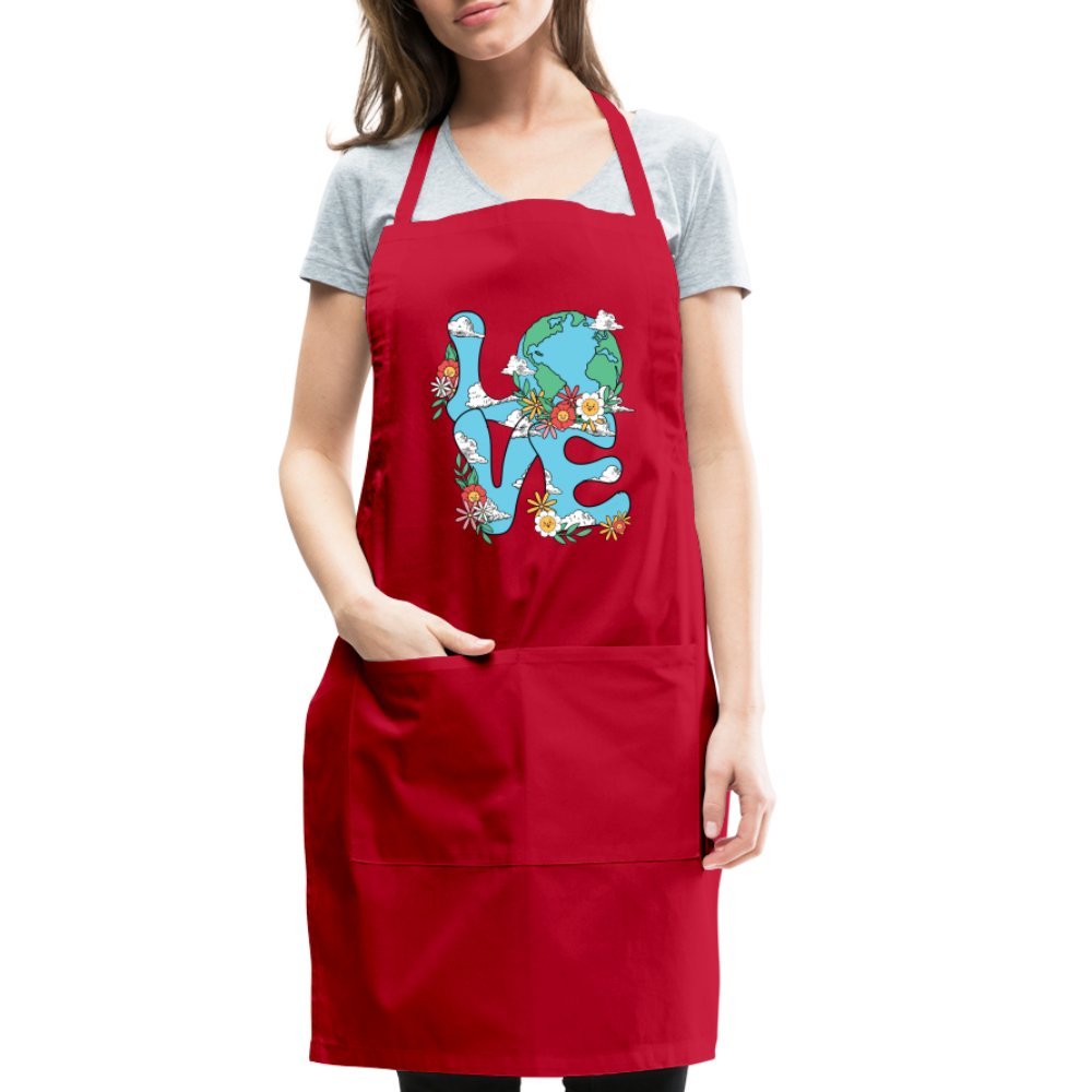 Planet's Natural Beauty Earth Day Adjustable Apron - red