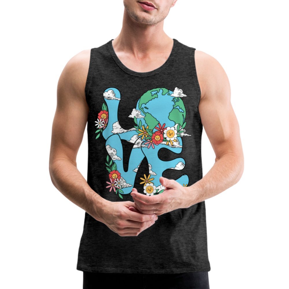 Planet's Natural Beauty Men’s Premium Tank Top (Earth Day) - charcoal grey