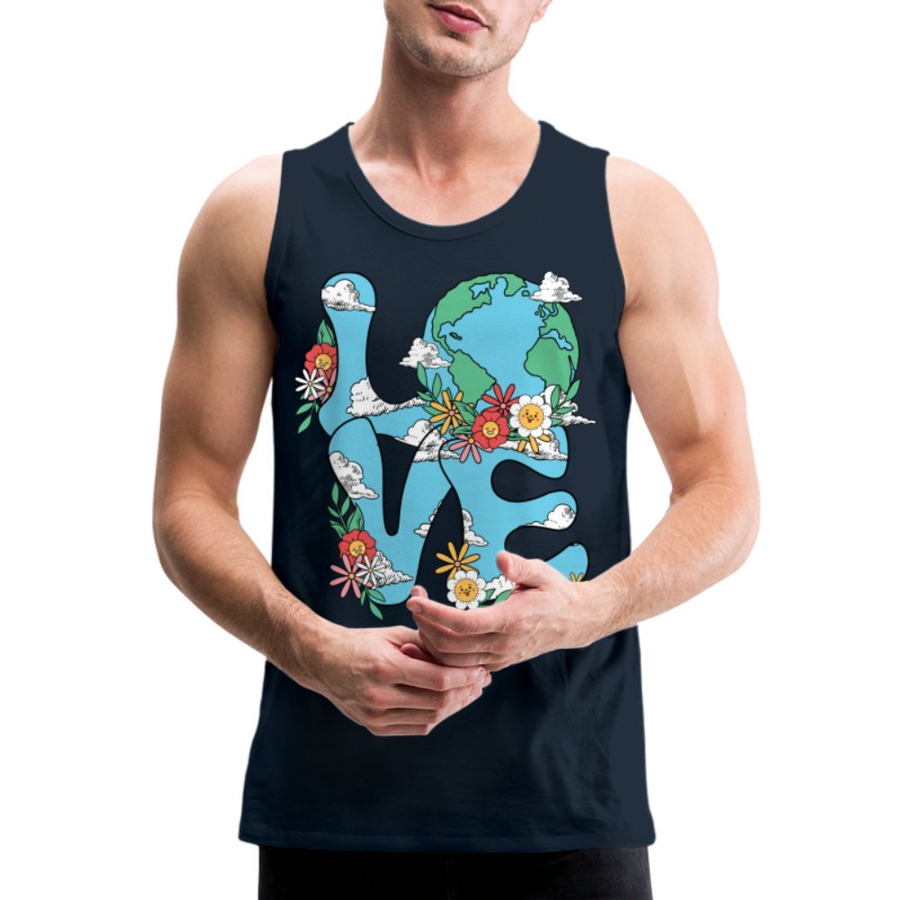 Planet's Natural Beauty Men’s Premium Tank Top (Earth Day) - deep navy