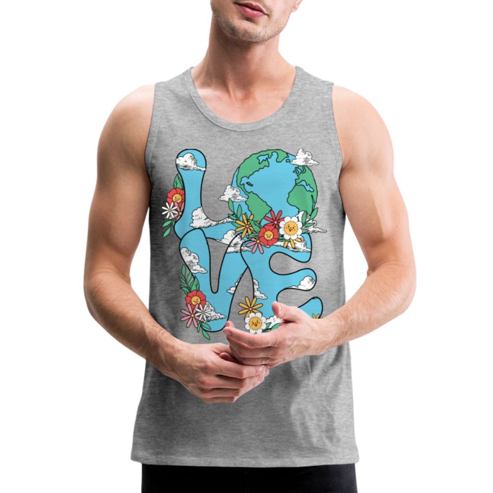 Planet's Natural Beauty Men’s Premium Tank Top (Earth Day) - heather gray