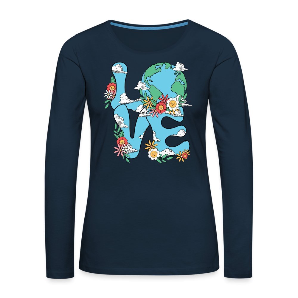 Planet's Natural Beauty Women's Premium Long Sleeve T-Shirt (Earth Day) - deep navy