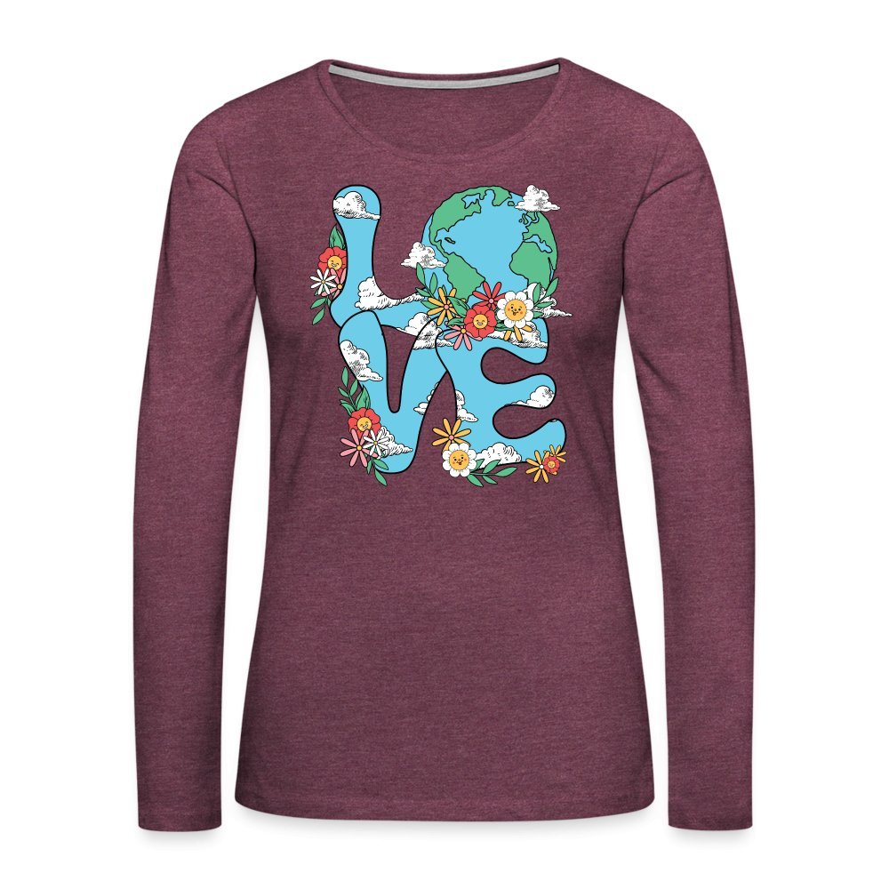 Planet's Natural Beauty Women's Premium Long Sleeve T-Shirt (Earth Day) - heather burgundy