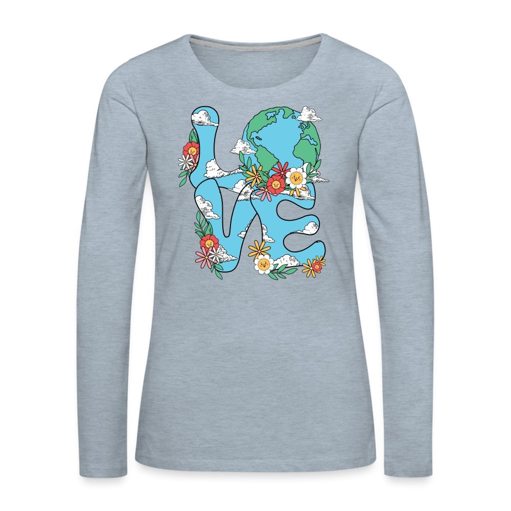 Planet's Natural Beauty Women's Premium Long Sleeve T-Shirt (Earth Day) - heather ice blue