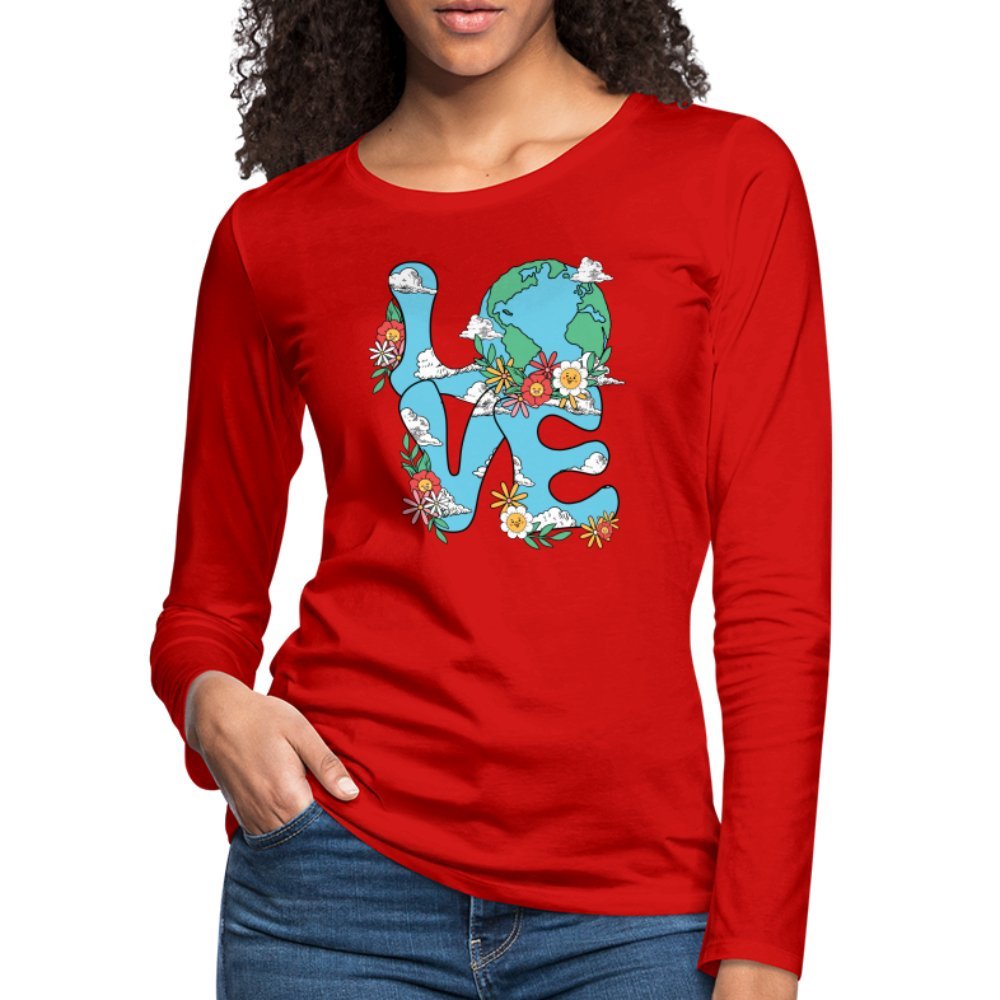 Planet's Natural Beauty Women's Premium Long Sleeve T-Shirt (Earth Day) - red