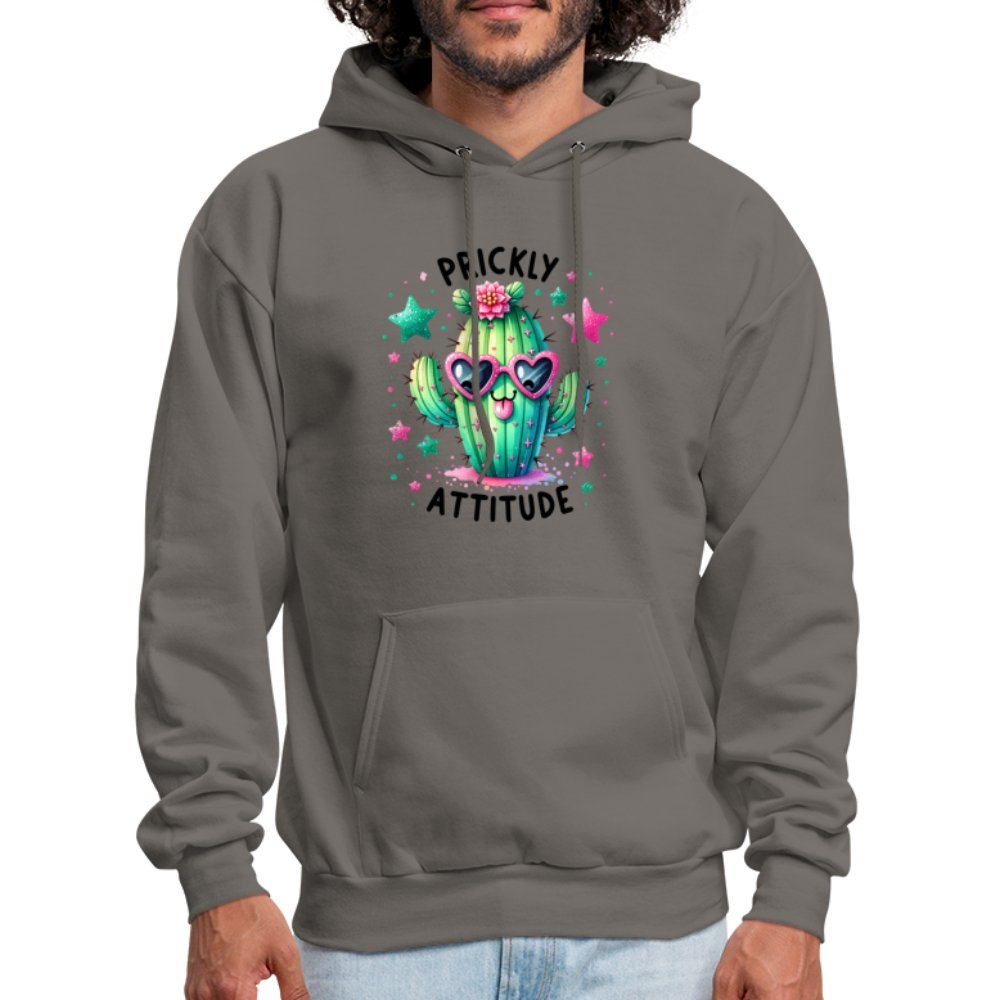 Prickly Attitude Hoodie (Cactus with Attitude) - asphalt gray