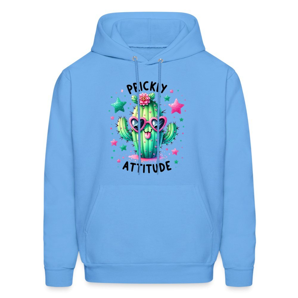 Prickly Attitude Hoodie (Cactus with Attitude) - carolina blue