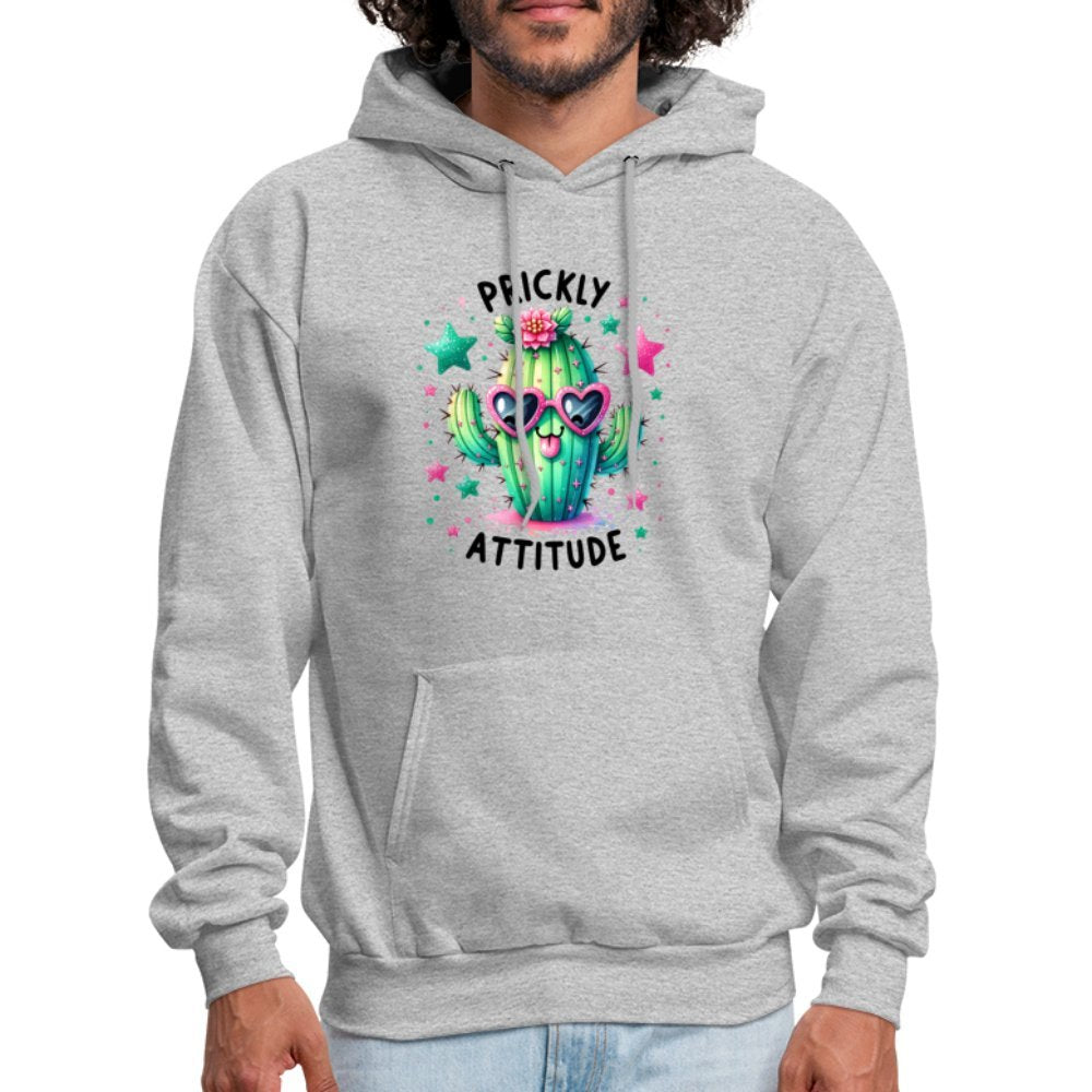 Prickly Attitude Hoodie (Cactus with Attitude) - heather gray