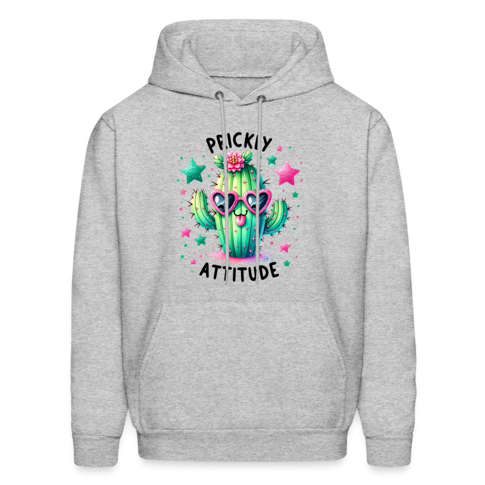 Prickly Attitude Hoodie (Cactus with Attitude) - heather gray