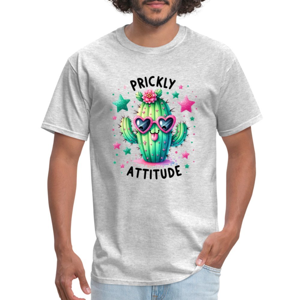 Prickly Attitude T-Shirt (Cactus with Attitude) - heather gray