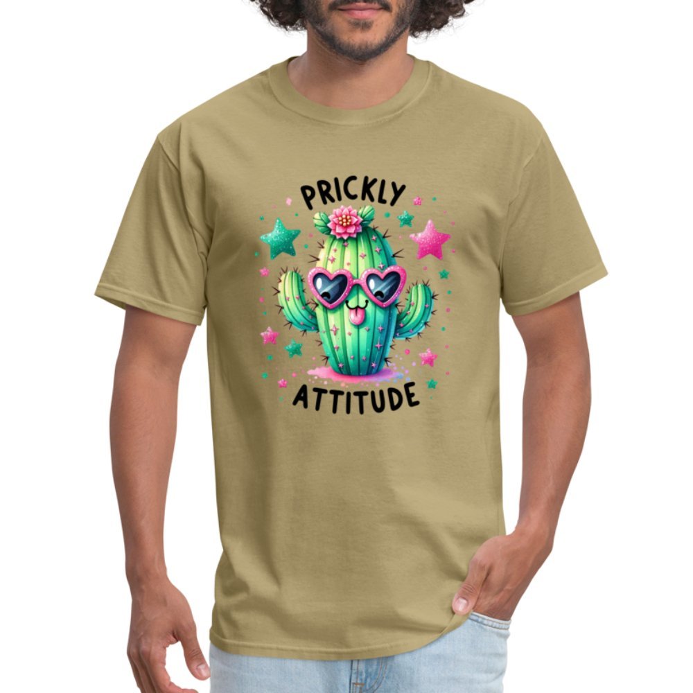 Prickly Attitude T-Shirt (Cactus with Attitude) - khaki