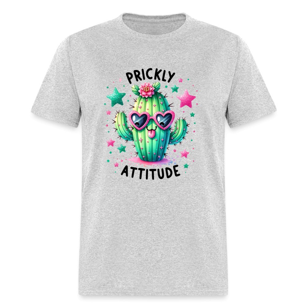 Prickly Attitude T-Shirt (Cactus with Attitude) - light heather gray