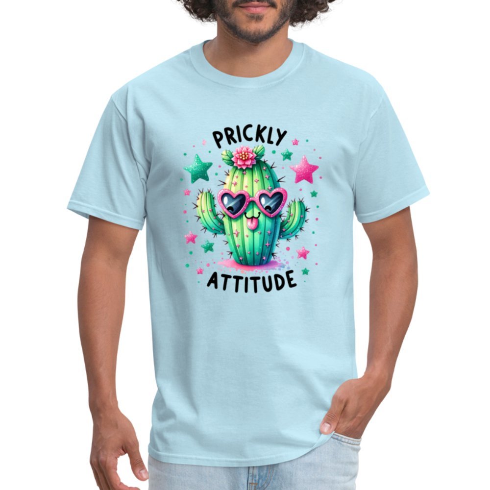 Prickly Attitude T-Shirt (Cactus with Attitude) - powder blue