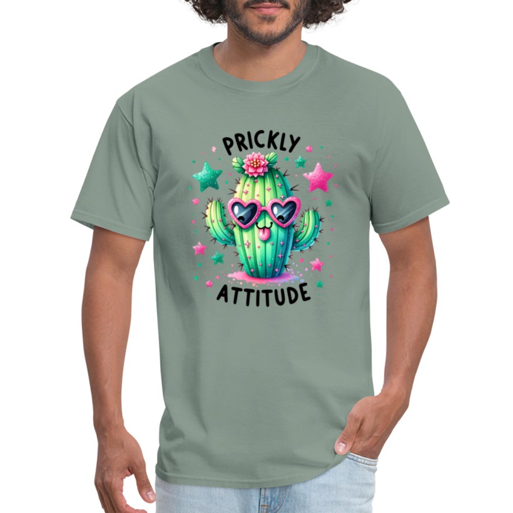 Prickly Attitude T-Shirt (Cactus with Attitude) - sage