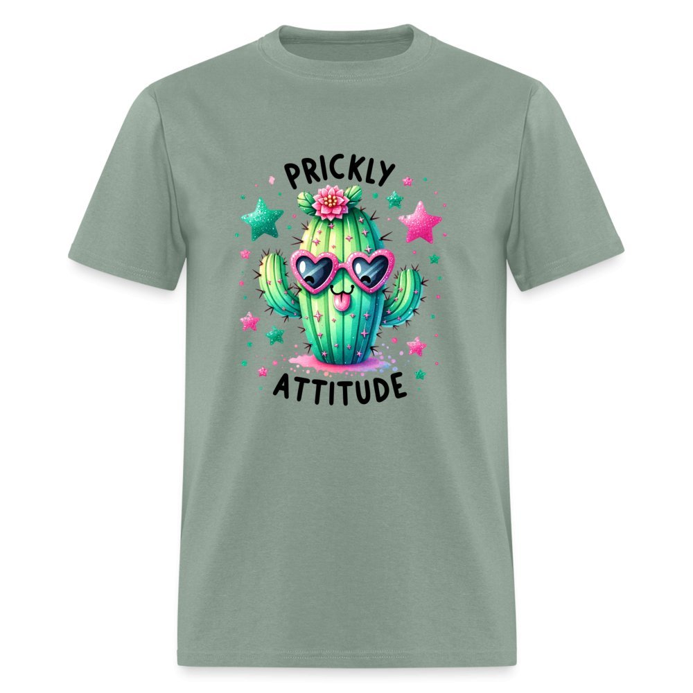 Prickly Attitude T-Shirt (Cactus with Attitude) - sage