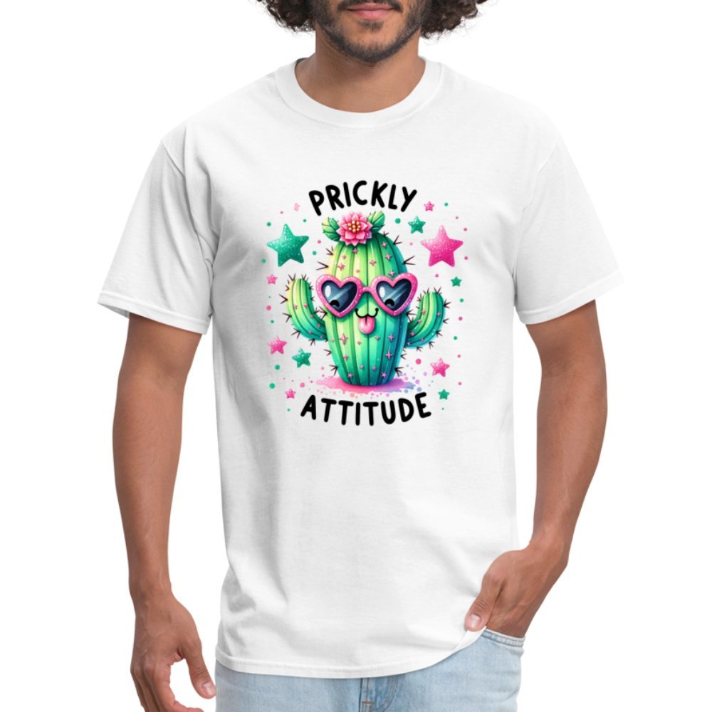 Prickly Attitude T-Shirt (Cactus with Attitude) - white