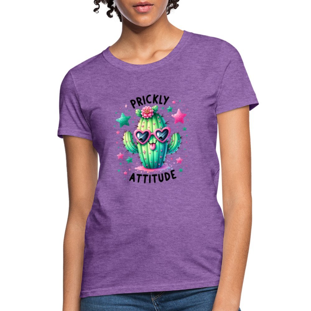 Prickly Attitude Women's Contoured T-Shirt (Cactus with Attitude) - fuchsia