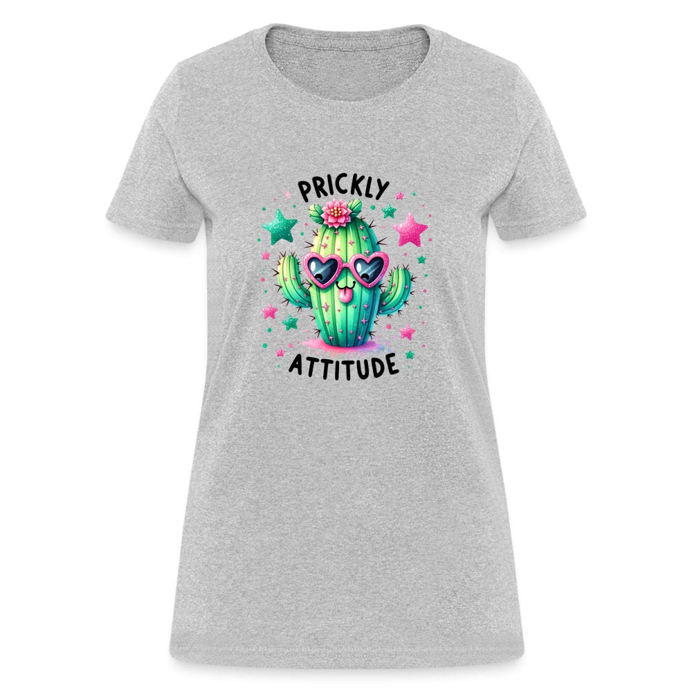 Prickly Attitude Women's Contoured T-Shirt (Cactus with Attitude) - heather gray