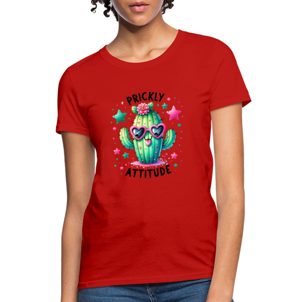 Prickly Attitude Women's Contoured T-Shirt (Cactus with Attitude) - option1# - Women's T-Shirt | Fruit of the Loom L3930R