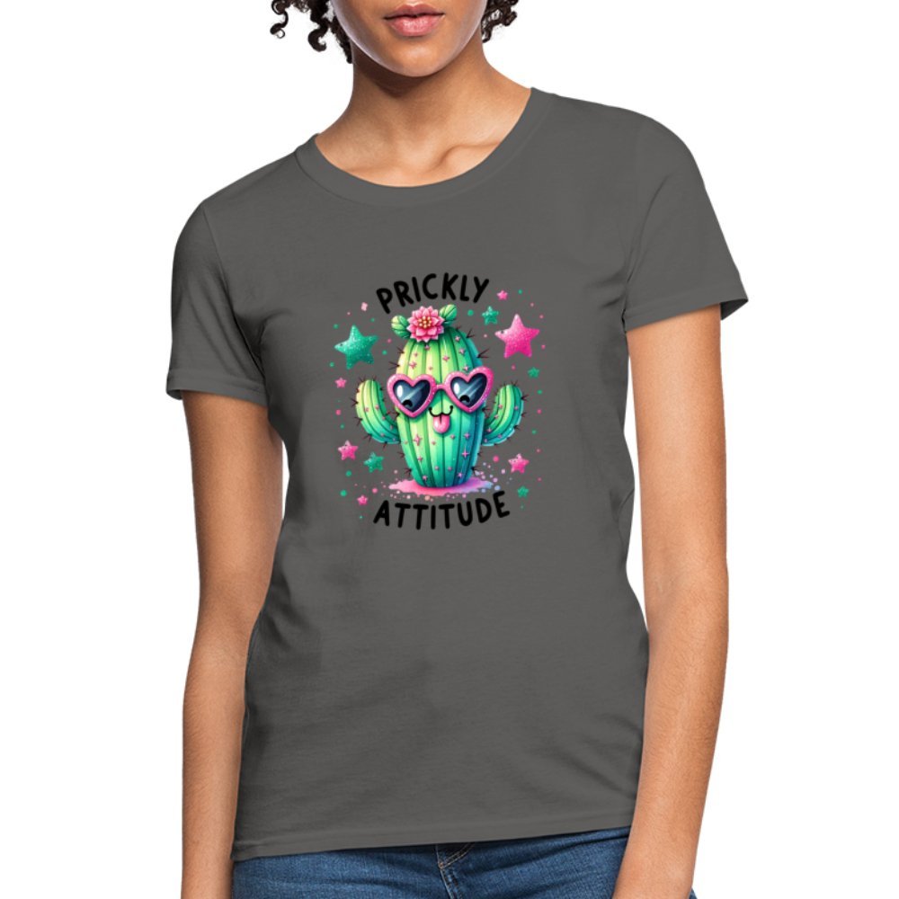 Prickly Attitude Women's Contoured T-Shirt (Cactus with Attitude) - royal blue