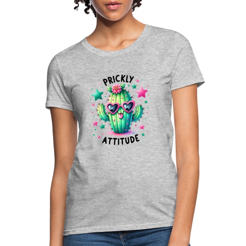 Prickly Attitude Women's Contoured T-Shirt (Cactus with Attitude) - white