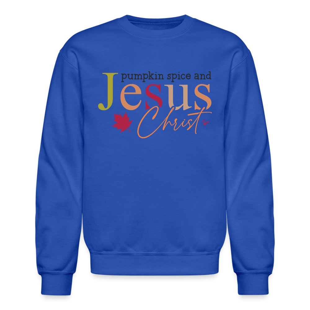 Pumpkin Spice and Jesus Christ Sweatshirt - royal blue