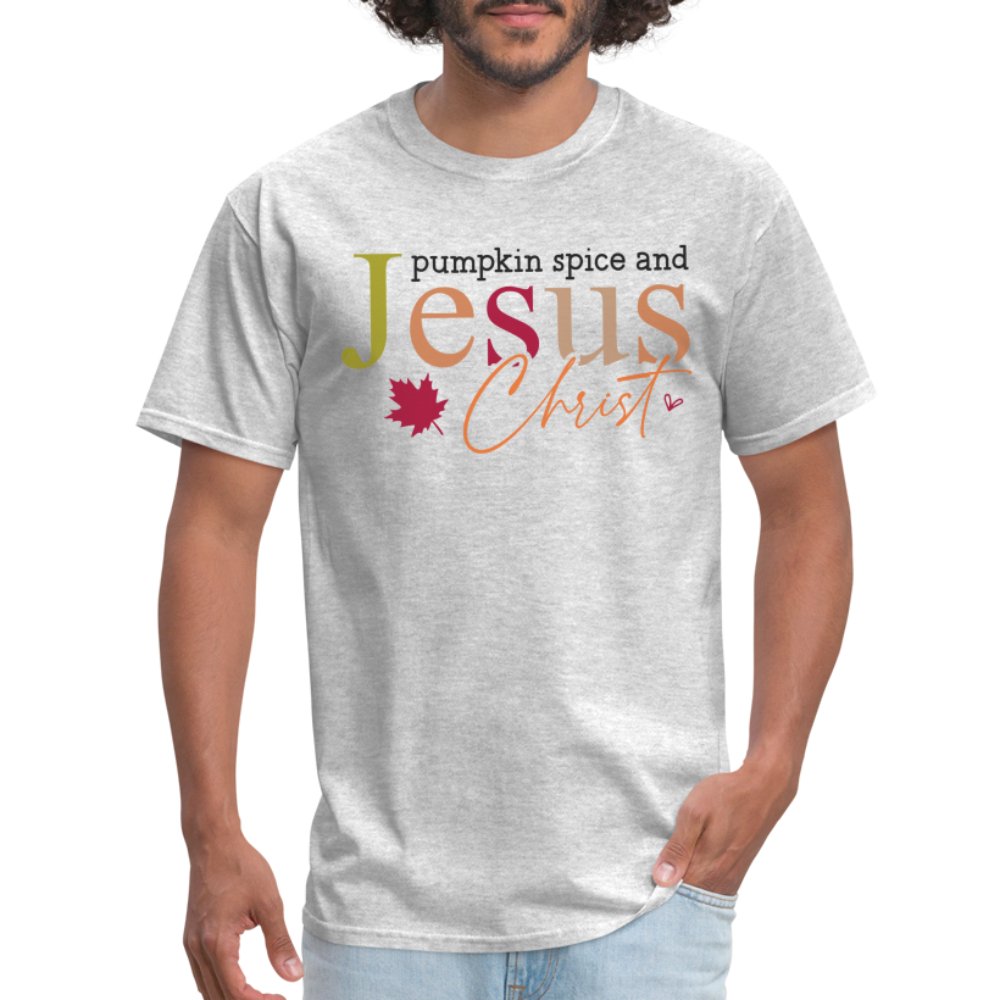 Pumpkin Spice and Jesus Christ T-Shirt - heather gray