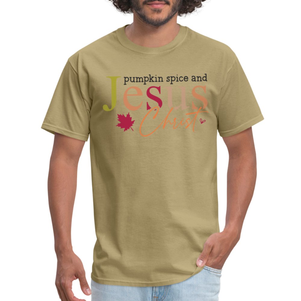 Pumpkin Spice and Jesus Christ T-Shirt - khaki