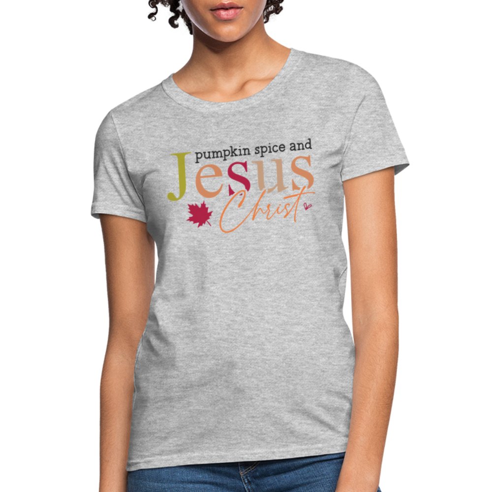 Pumpkin Spice and Jesus Christ Women's Contoured T-Shirt - heather gray