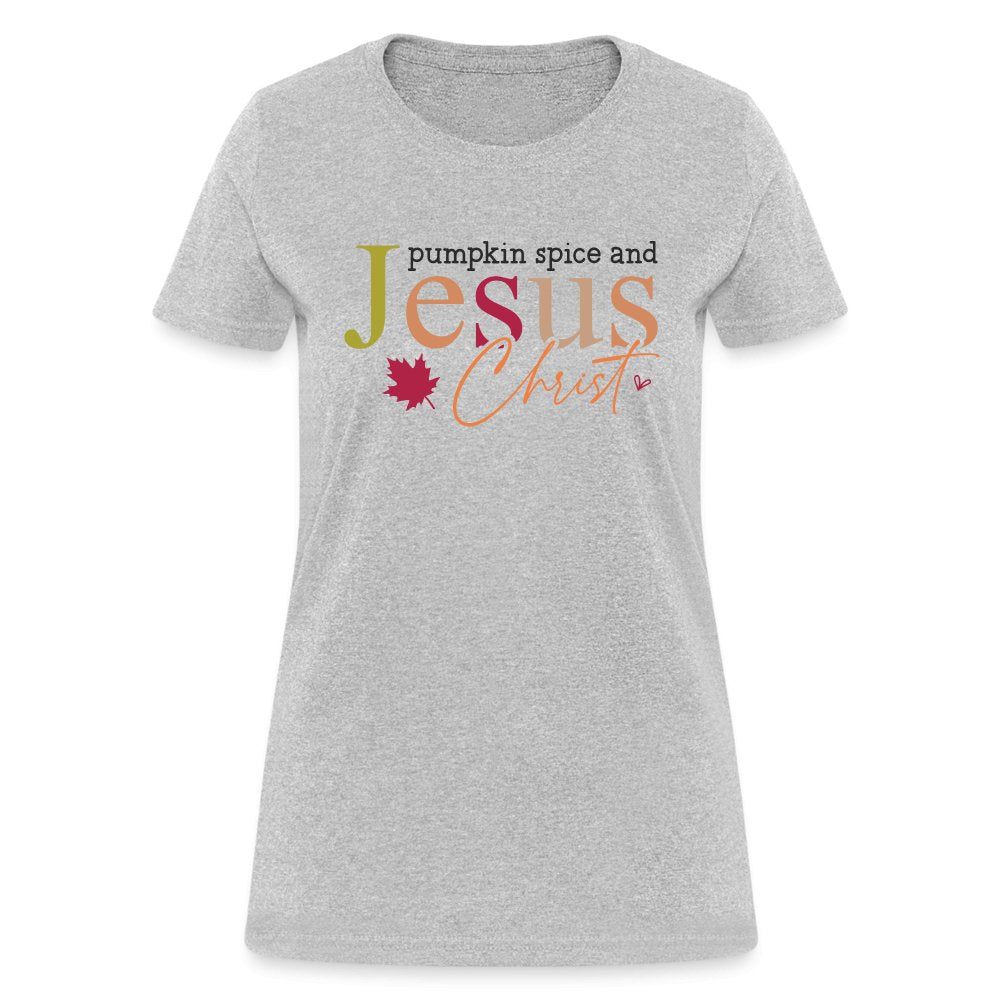 Pumpkin Spice and Jesus Christ Women's Contoured T-Shirt - heather gray